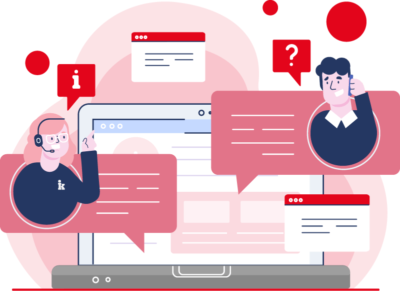 ilusttracion de mujer comunicandose con hombre en web