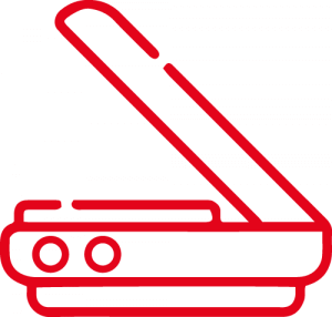icono de scanner rojo