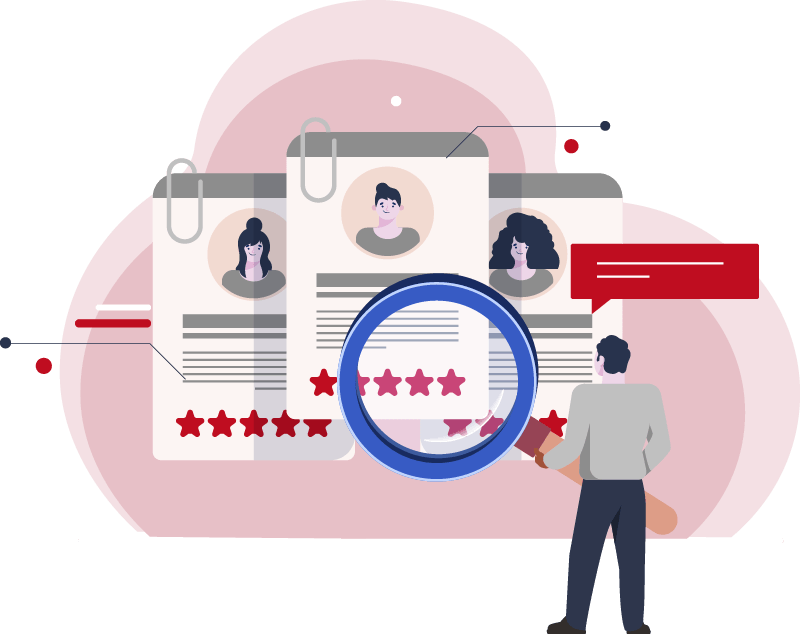 Hombre buscando perfiles para trabajar en infometrika